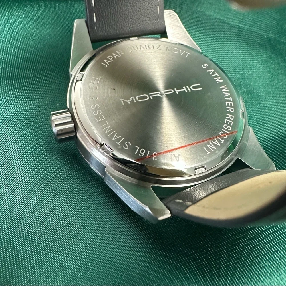 Morphic MPH6303 Stainless Steel Watch – Black Dial, Leather Band, NIB
